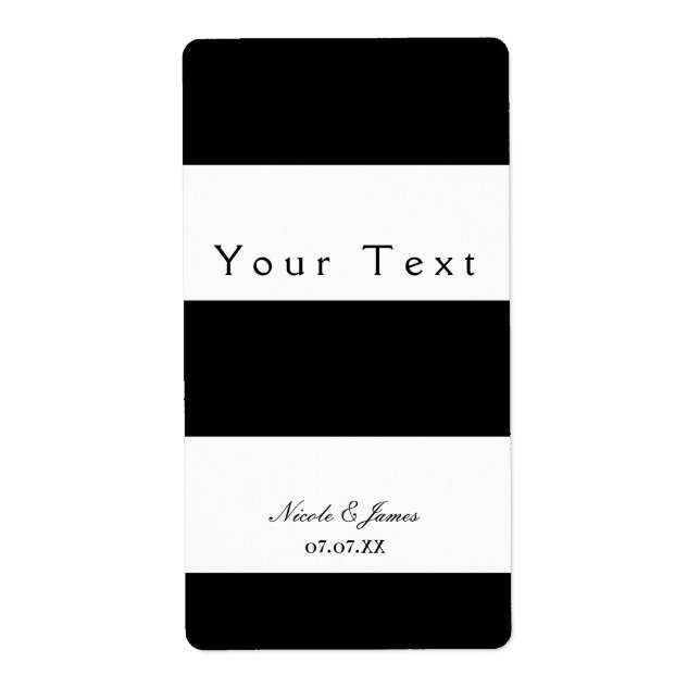 Black & White Chunky Stripes Chic Vin Étiquette (Devant)