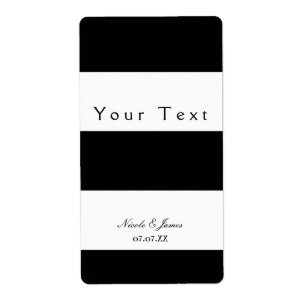 Black & White Chunky Stripes Chic Wine Label