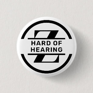 Black White Circle Monogram Hard of Hearing 1 Inch Round Button