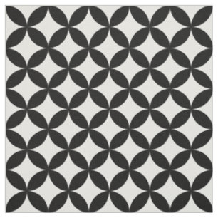 Black White Circles and Diamonds Pattern Fabric