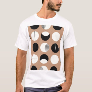 Black, white circles, brown background. T-Shirt