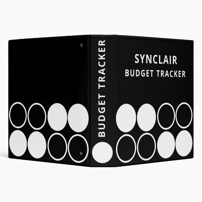 Black White Circles Personalized Budget Tracker Binder (Background)