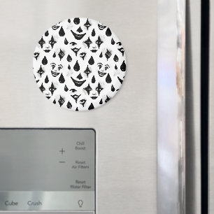 Black White Circus Clown Faces Halloween Fun Magnet