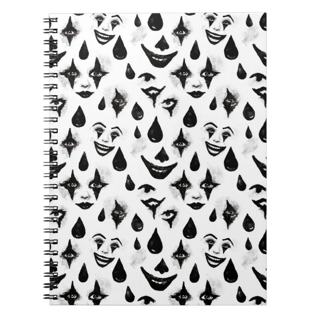 Black White Circus Clown Faces Notebook (Front)