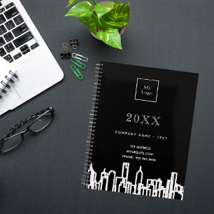 Black white city skyline modern business logo 2027 planner