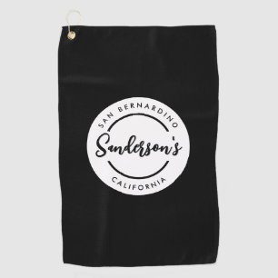 Black White City Town Place Location Name Circle  Golf Towel