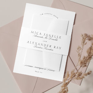 Black White Classic Calligraphy Formal Wedding Invitation Belly Band