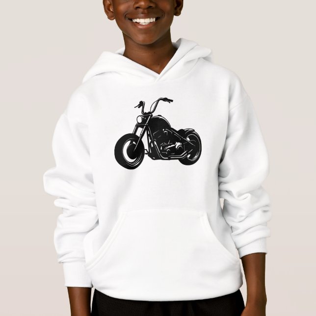 Black White Classic Cruiser Motorcycle Vector Art (Front)