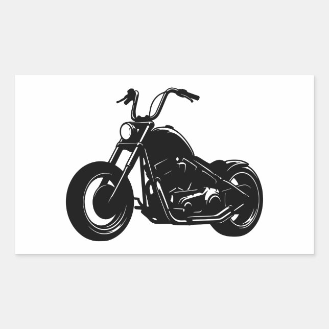Black White Classic Cruiser Motorcycle Vector Art Sticker (Front)