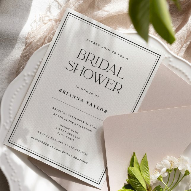 Black & White Classic Elegant Bridal Shower Invitation (Creator Uploaded)
