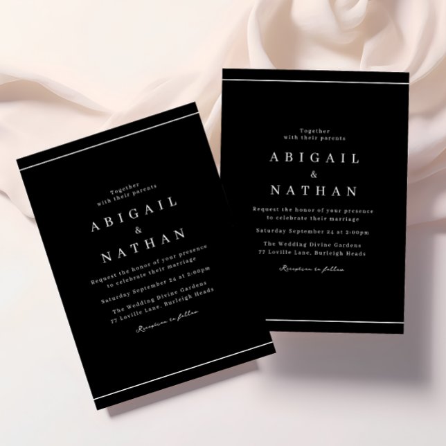 Black & White Classic Elegant Wedding Invitation (Creator Uploaded)