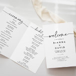 Black White Classic Folded Wedding Program<br><div class="desc">This black white classic folded wedding program is perfect for a modern wedding. The simple and elegant design features classic and fancy script typography in black and white. 

Include a quote or short message,  order of service,  wedding party and thank you message.</div>