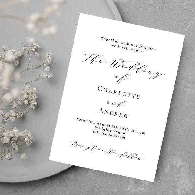 Black white classic formal QR code RSVP wedding Invitation (Creator Uploaded)