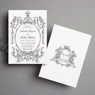 Black & White Classic Frame Wedding            Invitation