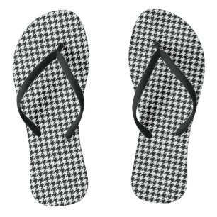 Black White Classic Houndstooth Check Flip Flops