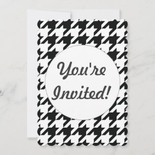 Black White Classic Houndstooth Check Invitation