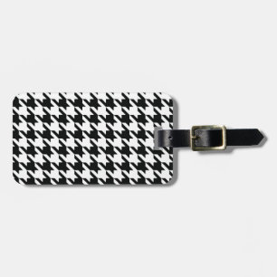 Black White Classic Houndstooth Check Luggage Tag