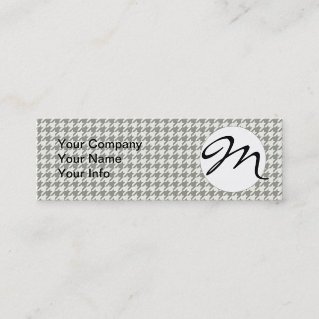 Black White Classic Houndstooth Check Mini Business Card (Front)