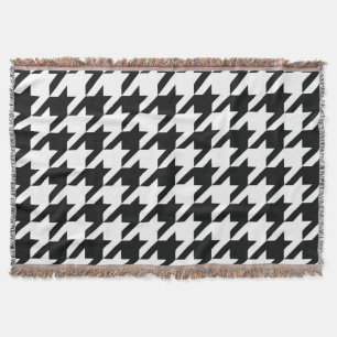 Black White Classic Houndstooth Check Throw Blanket