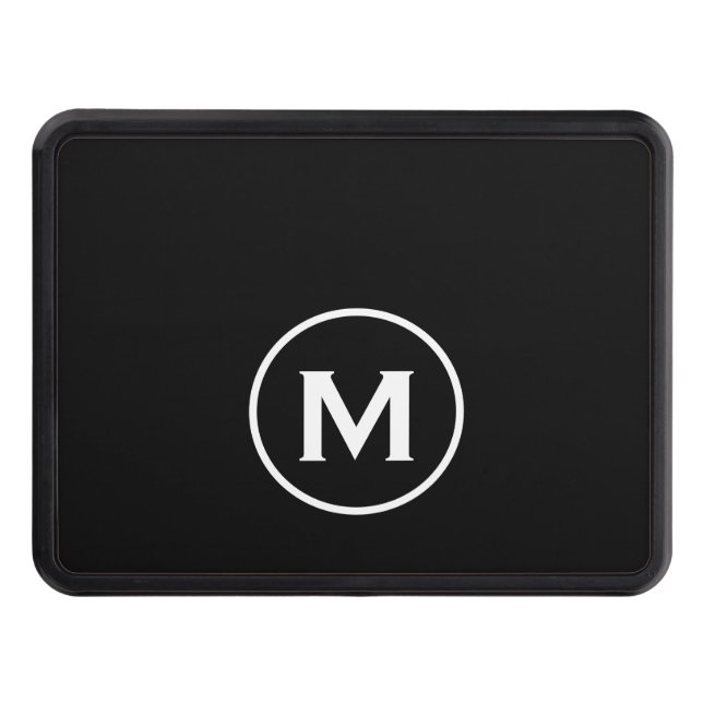 Black White Classic Monogram Trailer Hitch Cover (Front)