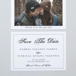Black White Classic QR CODE Elegant Photo Save The Date