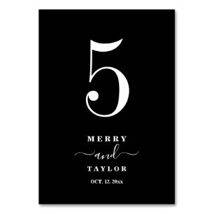 Black & White Classic simple Copper Wedding Table Number