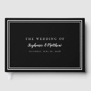 Black White Classic Simple Modern Wedding Elegant Guest Book