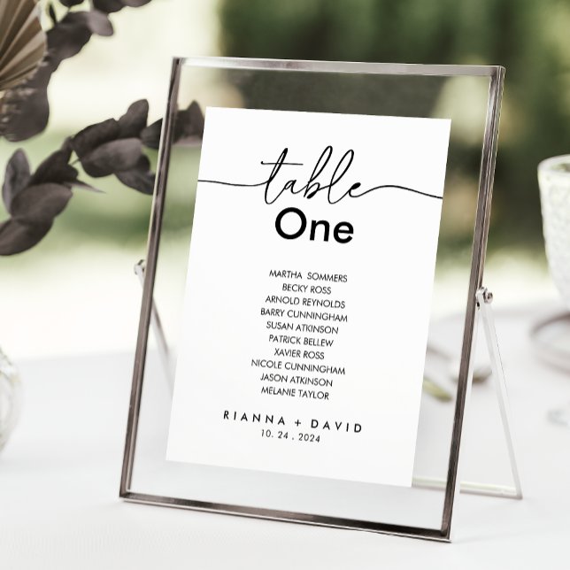 Black White Classic Table Number 1 Seating Chart (Creator Uploaded)