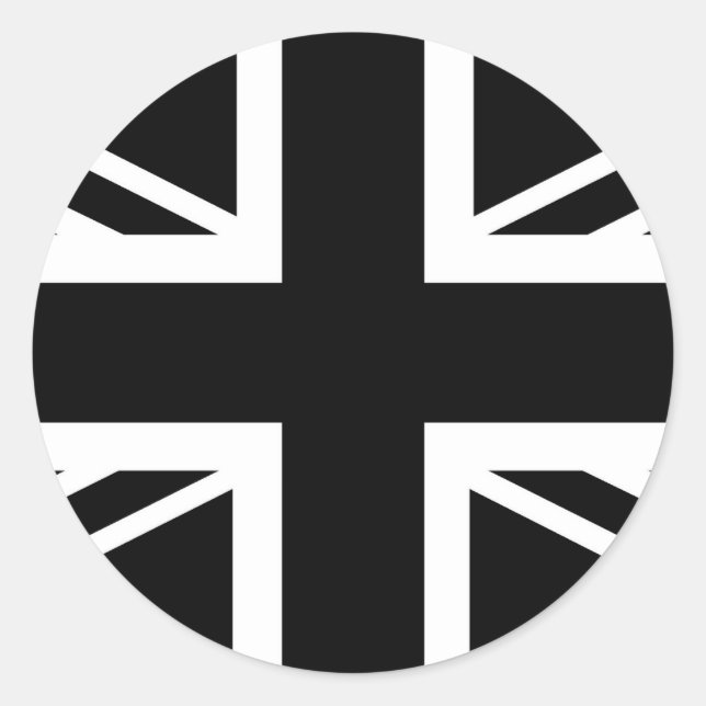 BLack & White Classic Union Jack British(UK) Flag Classic Round Sticker (Front)