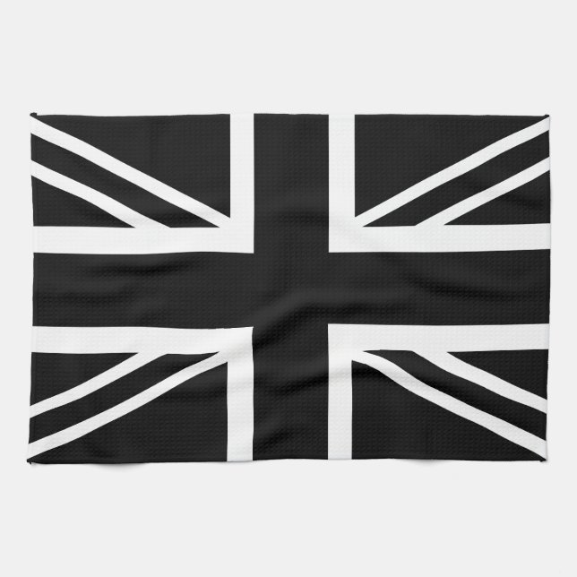 BLack & White Classic Union Jack British(UK) Flag Kitchen Towel (Horizontal)