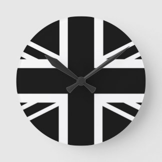 BLack & White Classic Union Jack British(UK) Flag Round Clock