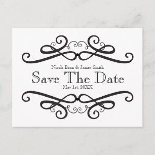 Black & White Classic Vintage Save the Date Announcement Postcard