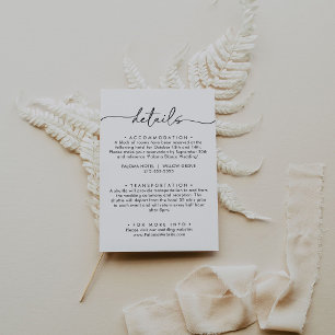 Black White Classic Wedding Details Enclosure Card