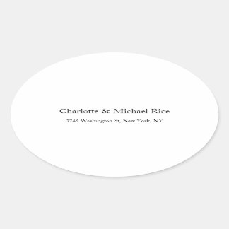 Black White Classical Bold Text Elegant Family Oval Sticker
