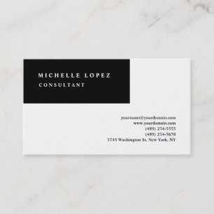 Black & White Classical Elegant Plain Professional Business Card
