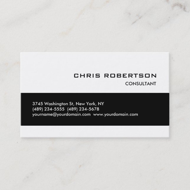 Black White Classical Standard Business Card (Front)