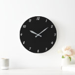 Black White Classy Elegant Custom Colour Gift Large Clock<br><div class="desc">Printed in classy black and white custom colour background! You may customize as you wish!</div>