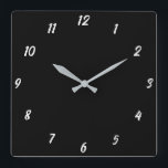 Black White Classy Elegant Custom Colour Gift Square Wall Clock<br><div class="desc">Printed in classy black and white custom colour background! You may customize as you wish!</div>