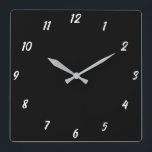 Black White Classy Elegant Custom Colour Gift Square Wall Clock<br><div class="desc">Printed in classy black and white custom colour background! You may customize as you wish!</div>