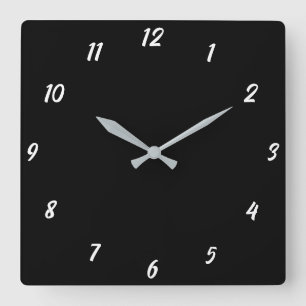Black White Classy Elegant Custom Colour Gift Square Wall Clock