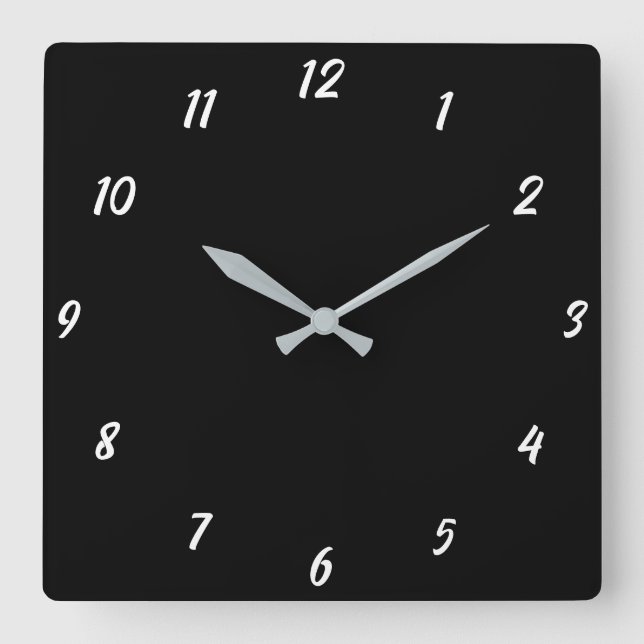 Black White Classy Elegant Custom Colour Gift Square Wall Clock (Front)