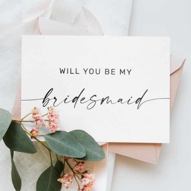 Black & White Clean Minimalist Bridesmaid Proposal Postcard (Creator Uploaded)