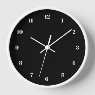 Black White Clock Custom Colours and Numbers Fonts