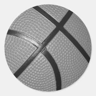 Black & White Close-Up Basketball Classic Round Sticker