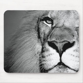Black White Close-up Lion Eye Mouse Pad