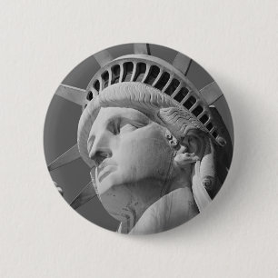 Black & White Close-up Statue of Liberty 2 Inch Round Button
