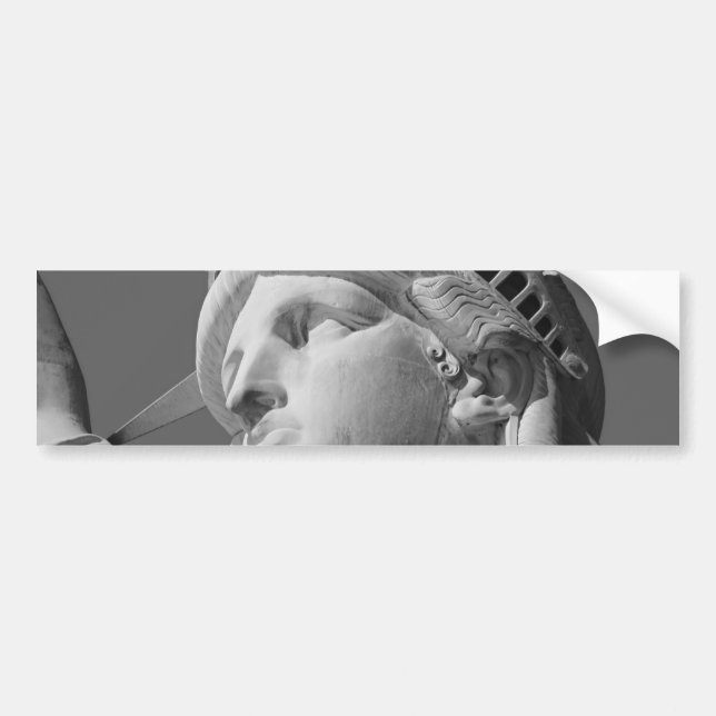 Black & White Close-up Statue of Liberty Bumper Sticker (Front)