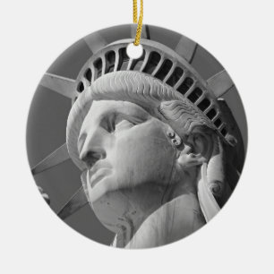 Black & White Close-up Statue of Liberty Ceramic Ornament