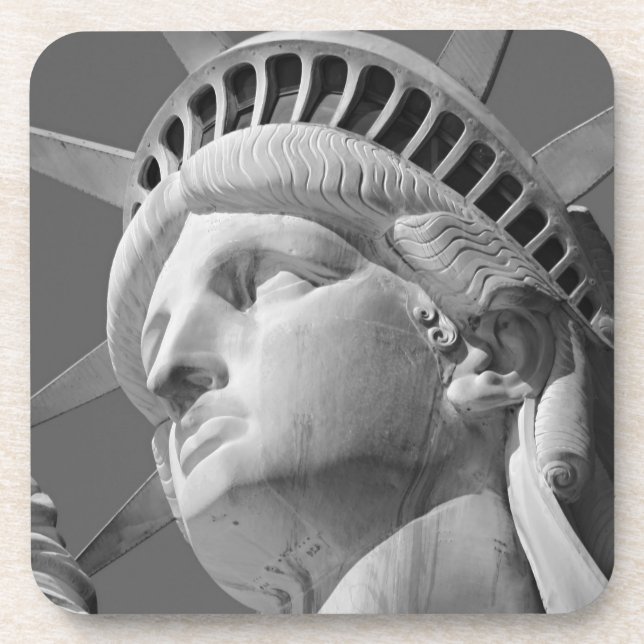 Black & White Close-up Statue of Liberty Coaster (Front)