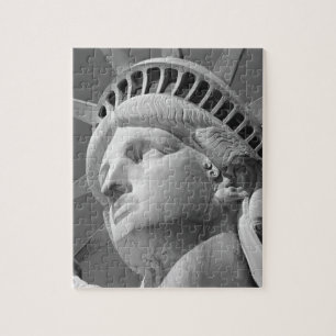 Black & White Close-up Statue of Liberty Jigsaw Puzzle